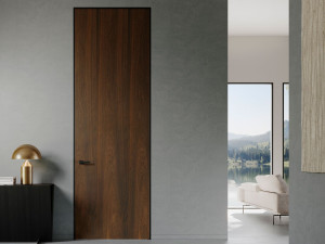 Алюминиевая и стеклянная распашная дверь с выдвижными петлями