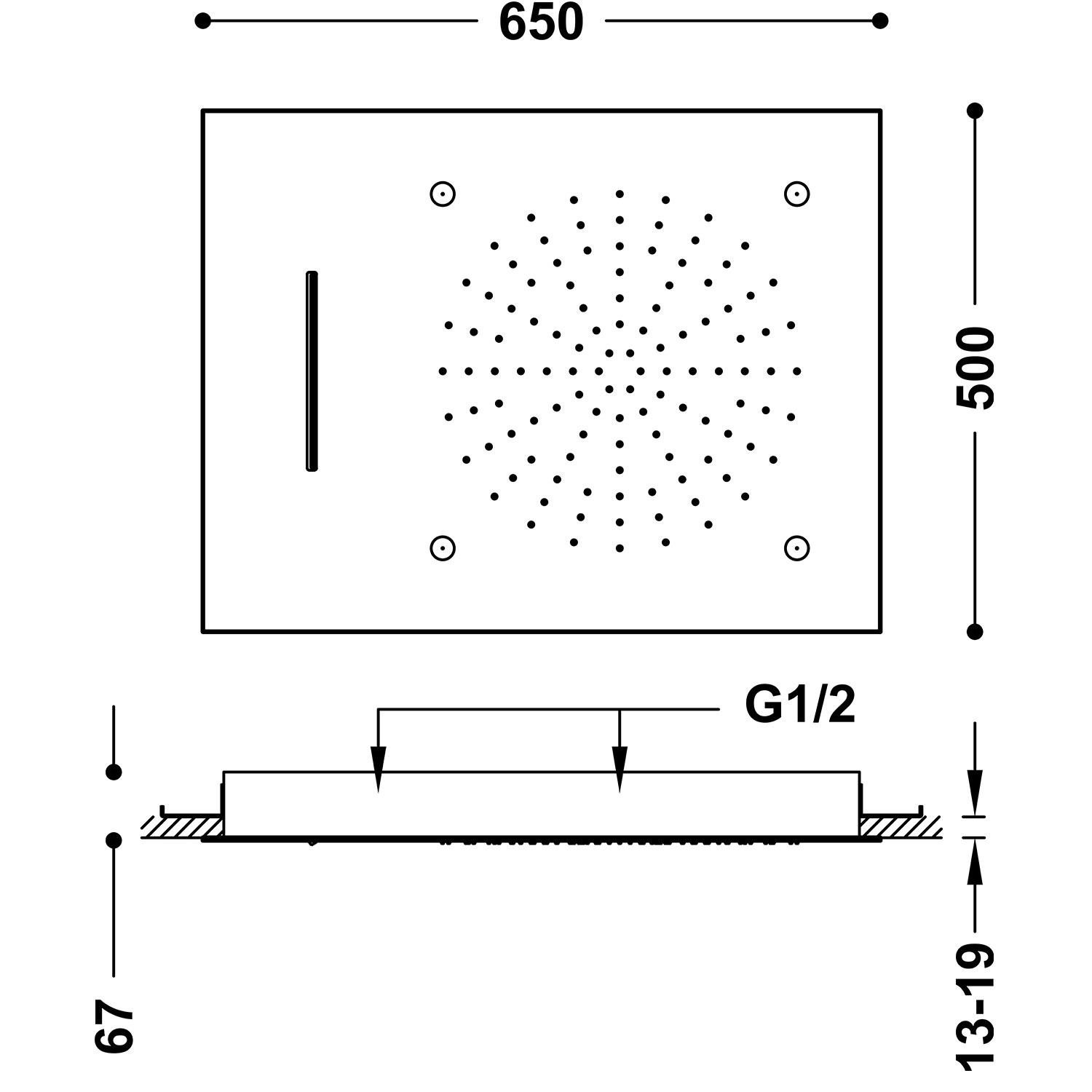 Скрытая потолочная насадка для душа-29997101 TRES Showers - Вид №1