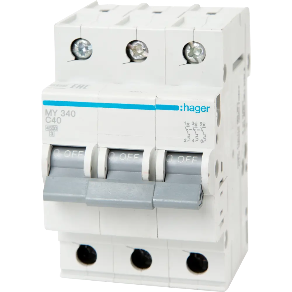 Автоматический выключатель Hager MY340 3P C40 А 4.5 кА STLM-2008522