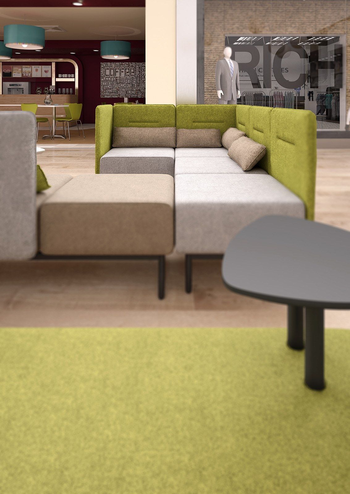 2-местный огнестойкий тканевый диван с USB-разъемом Leyform Around ARCH-00149207 - Вид №3