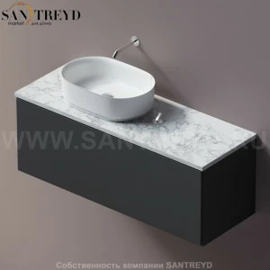 Agape ELL Столешница на тумбу с возможностью установки 1-2 раковины. Размер: длина от 120 см до 140 см. Отделка: белый мрамор AELLM1MCC1214YP