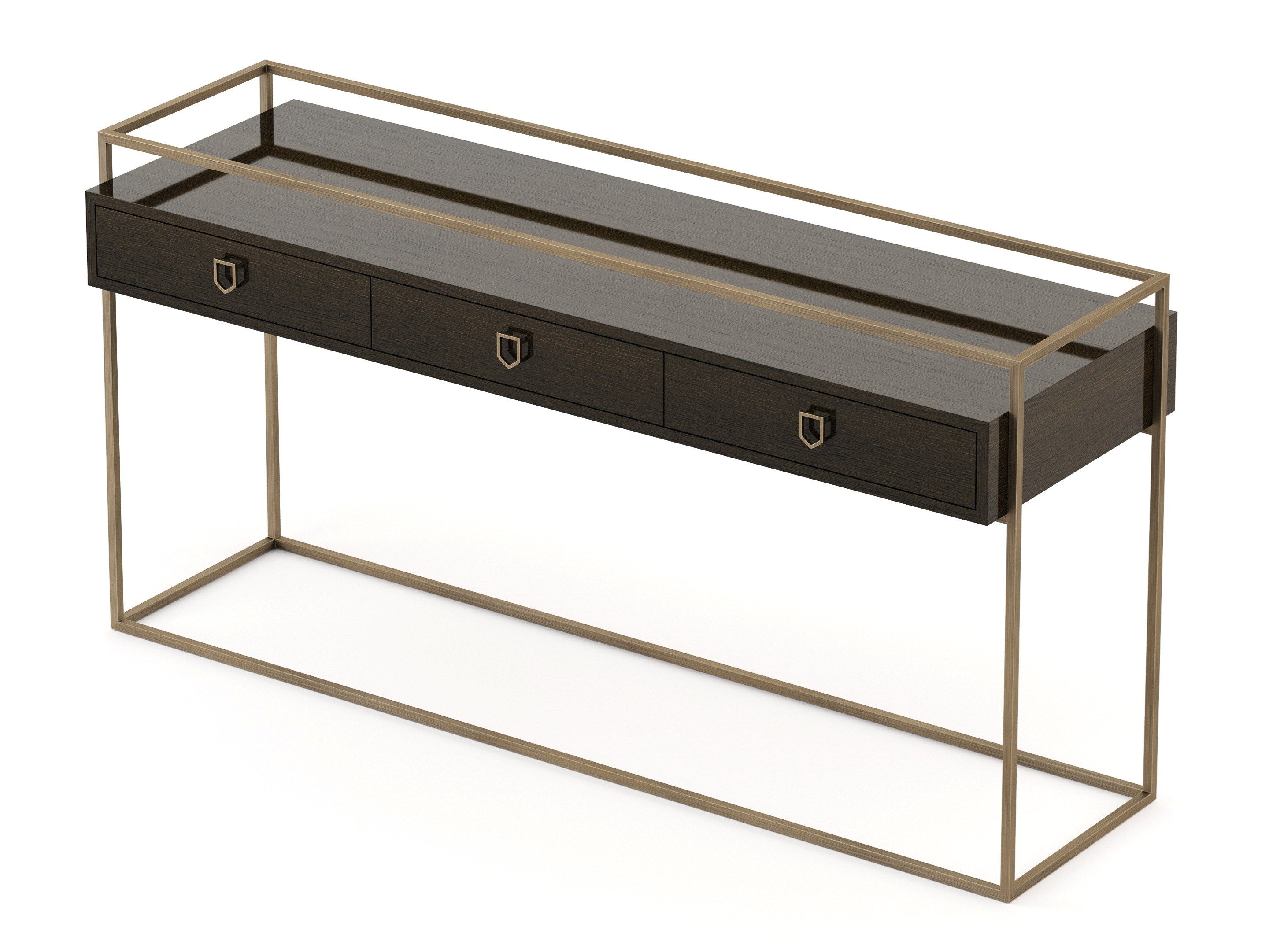 Металлическая и деревянная прямоугольная консоль с ящиками Stylish Club коктейль ARCH-00151958 - Вид №1