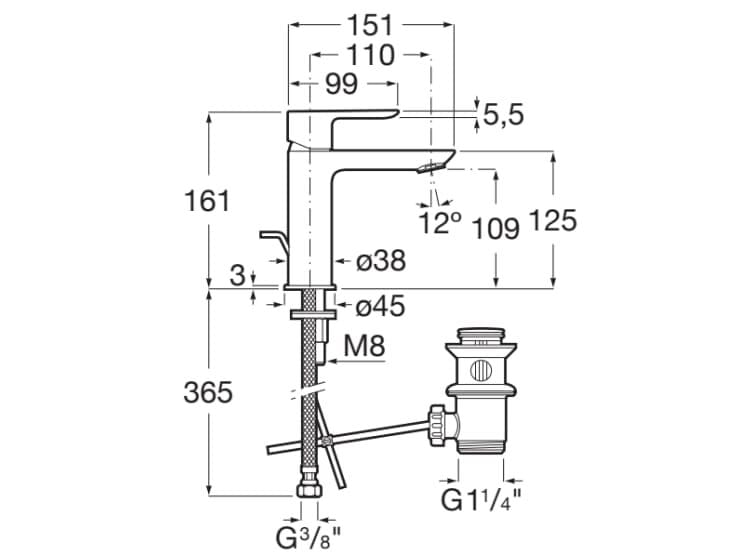 Смеситель для раковины из хромированной латуни Roca Cala ARCH-00031762 - Вид №2
