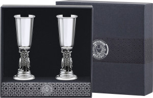 10645401 Аргента (Россия) Набор из 2 рюмок "Сова" посер. полир. с черн. + футляр 000000, -? Посеребрение