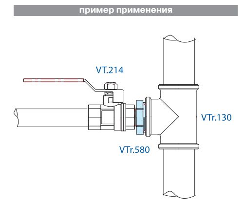 VTr.580.N.0403 Фитинг резьбовой – ниппель переходной Valtec 1/2" х 3/8"  - Вид №9