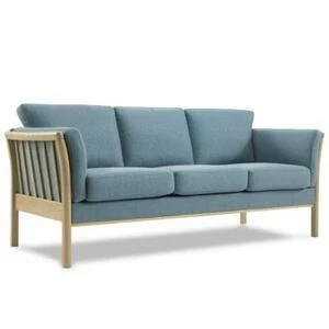 Диван трехместный Aya, цельный лакированный дуб, сине-зеленый