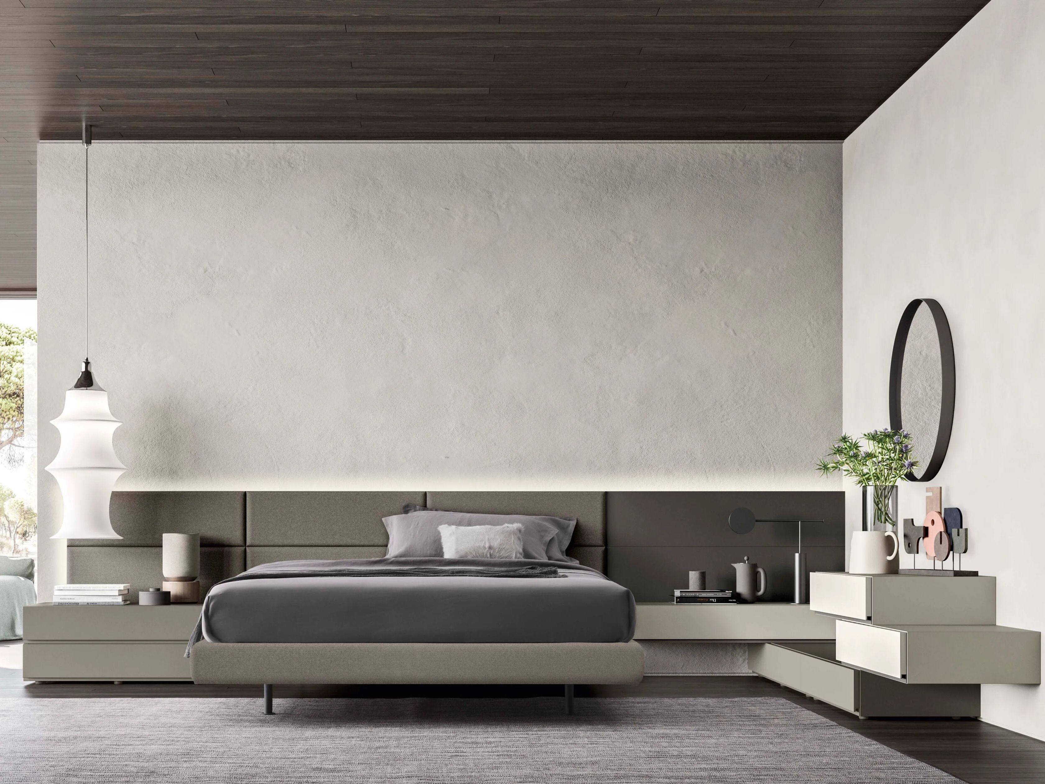 Высокое изголовье для двуспальной кровати со встроенными тумбочками Alf DaFrè SUITE SYSTEM 2 ARCH-00143538 - Вид №7