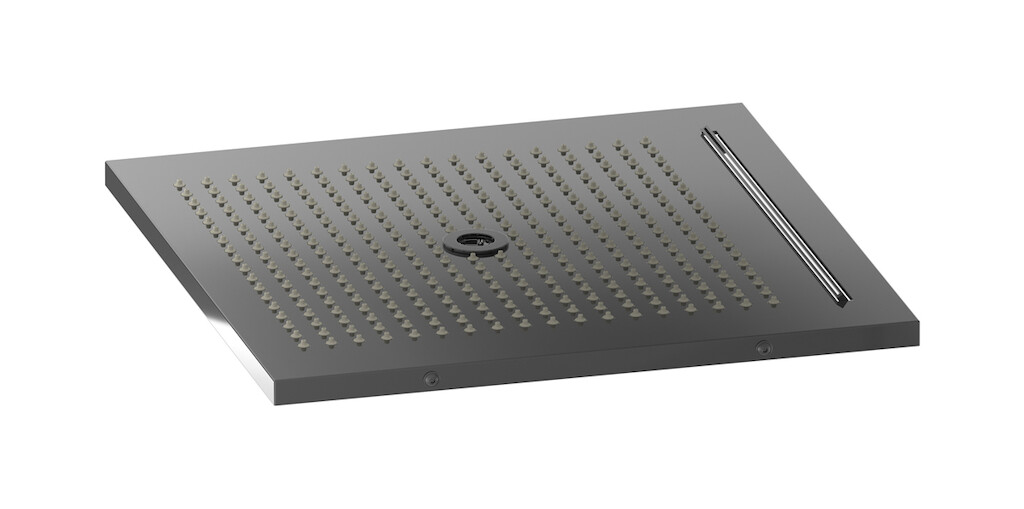 Полувстроенный верхний душ с режимами - дождь, водопад и хромотерапия WE ARE IB av370cf Black Chrome Aqua