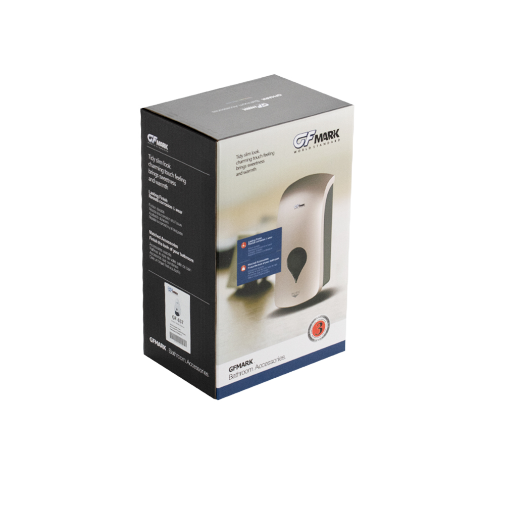 GFmark - Дозатор жидкого МЫЛА, универсальный, пластиковый, БЕЛЫЙ, с глазком - капля, 400 мл, код: 637  - Вид №6