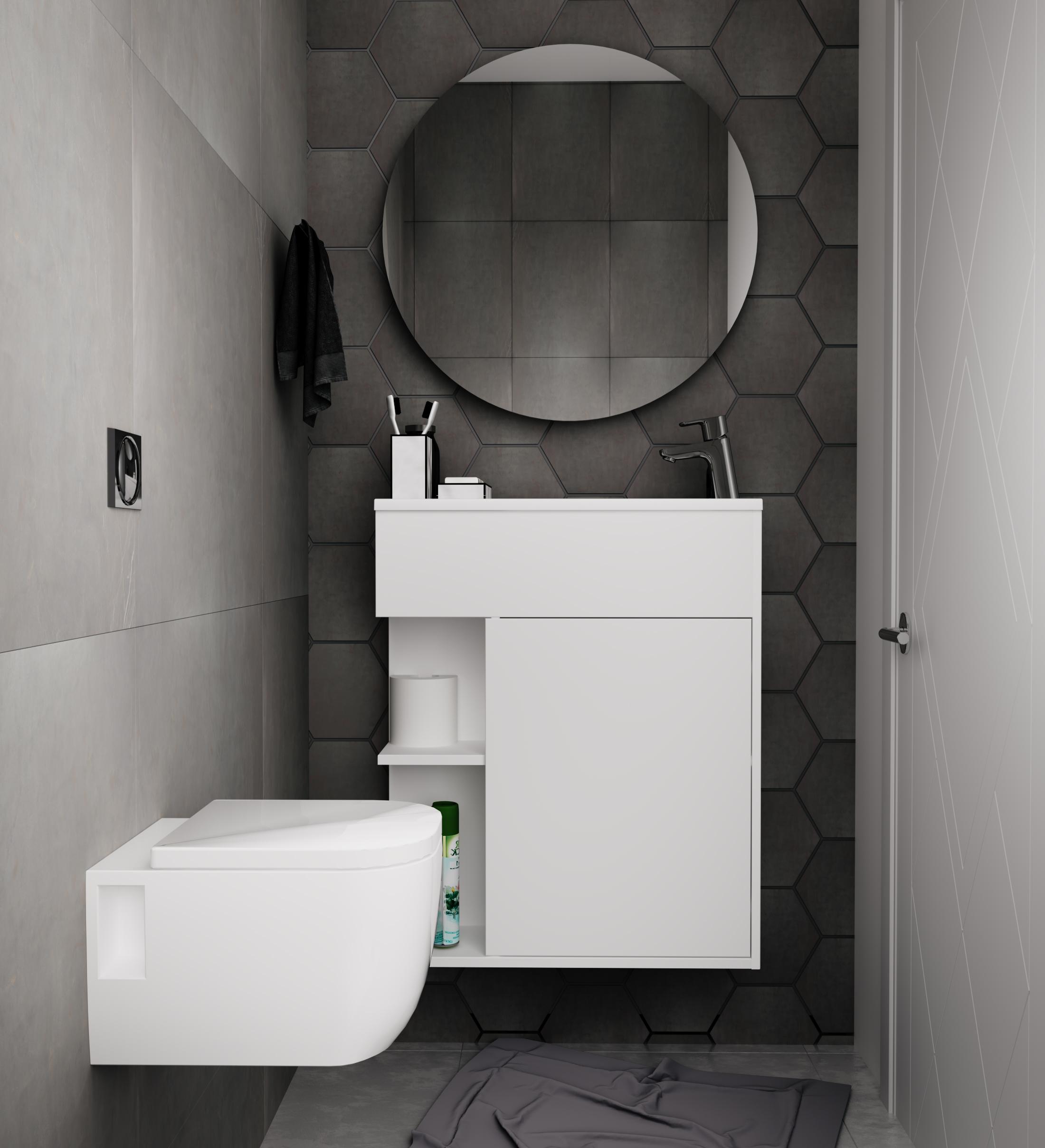 У94633 Тумба с раковиной Stretto 70П 1д. Белый глянец 1 Marka Stretto  - Вид №2