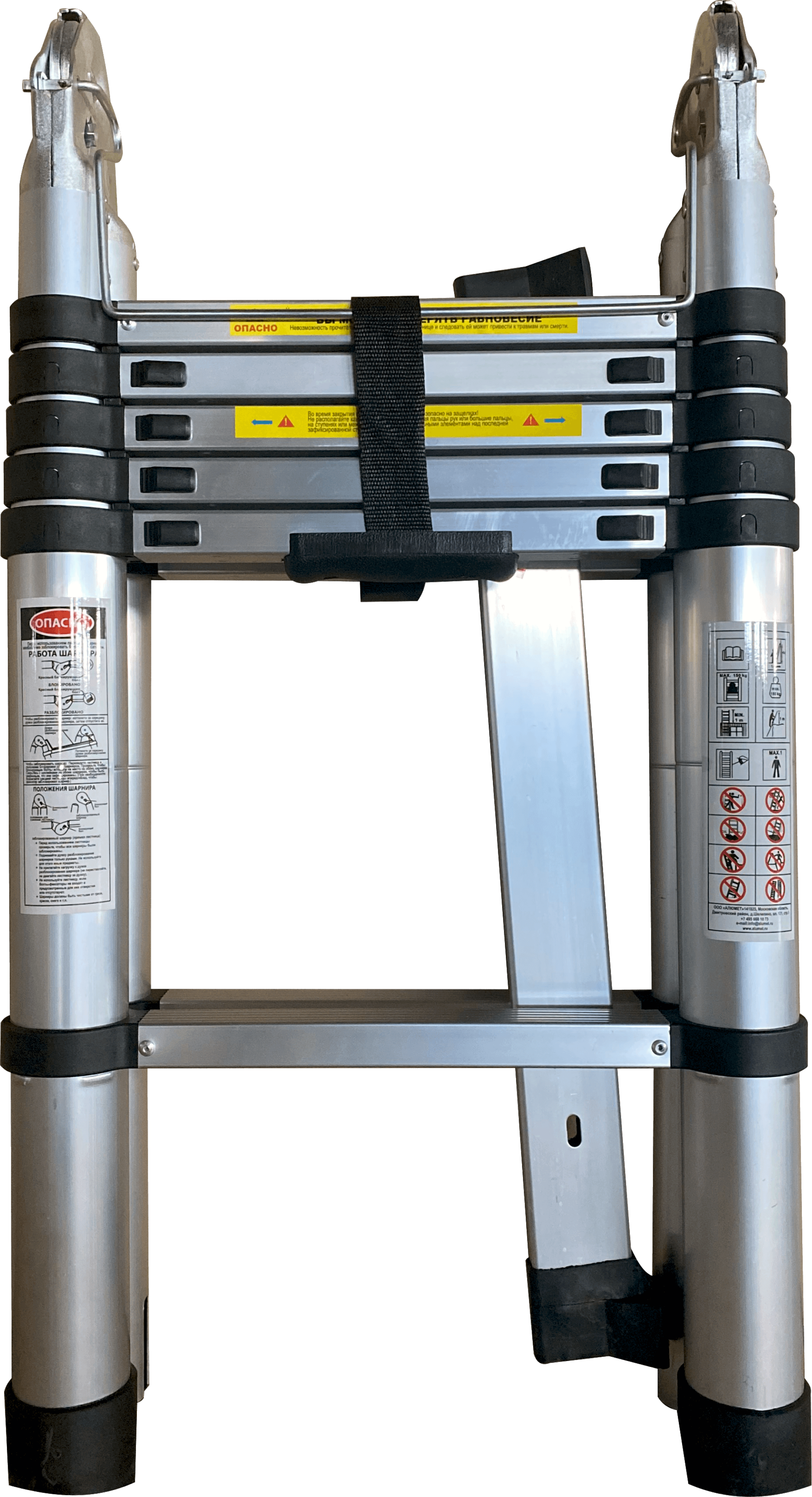 Двухсторонняя телескопическая лестница с шарниром 1,9+1,9 м  (6+6 ступ) ALUMET DTLH 1.9 - Вид №1