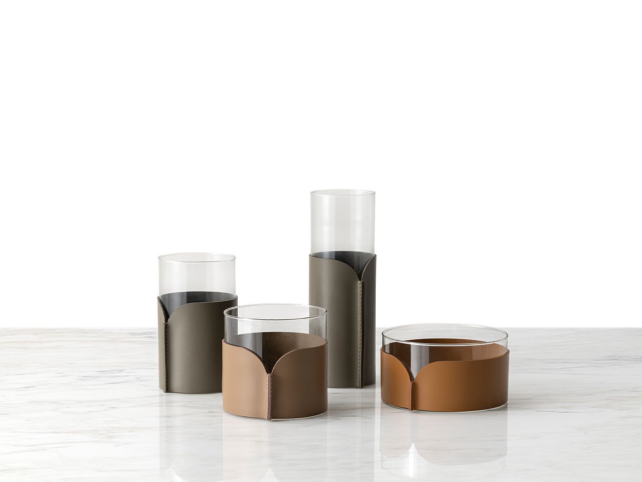 Круглая стеклянная ваза с кожаным покрытием Turri лук ARCH-00115364