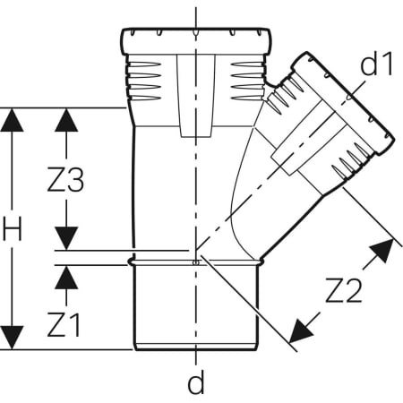GEBERIT 393.432.14.1 Тройник Geberit Silent-Pro 45°  - Вид №2