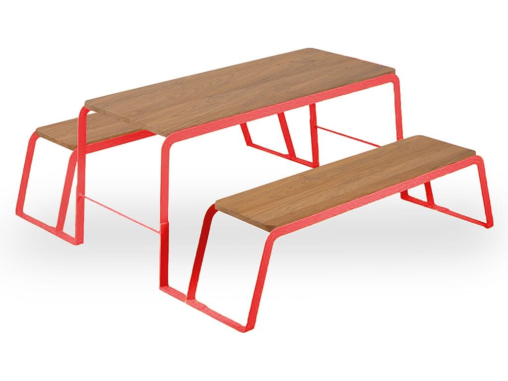 Цельный деревянный цельный стол со встроенными скамейками Alankaram KLOP ARCH-00022739 - Вид №1