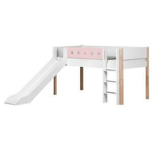 Кровать Flexa White с горкой, 200 см, розовая лакированная