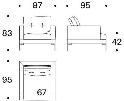 Saba Italia Кресло из ткани со съемным чехлом с подлокотниками Essentiel sun-id-1358409 - Вид №3