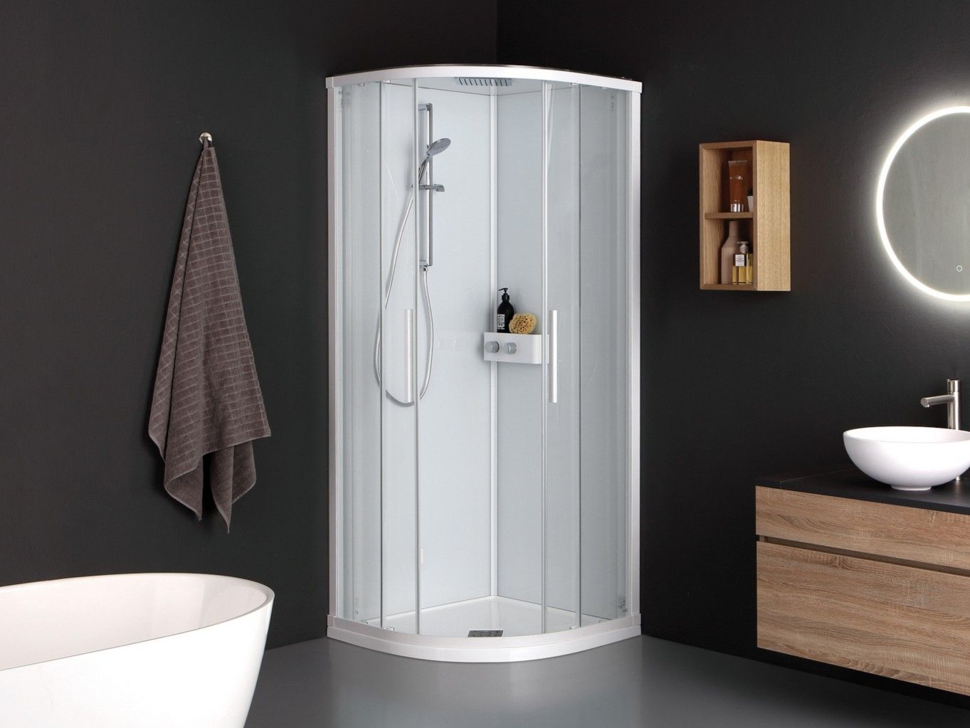 Полукруглая угловая душевая кабина с раздвижной дверью Kinedo K500 ARCH-00045658 - Вид №1