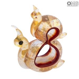 3420 ORIGINALMURANOGLASS Скульптурная работа Улитки - муранское стекло и золото OMG  см