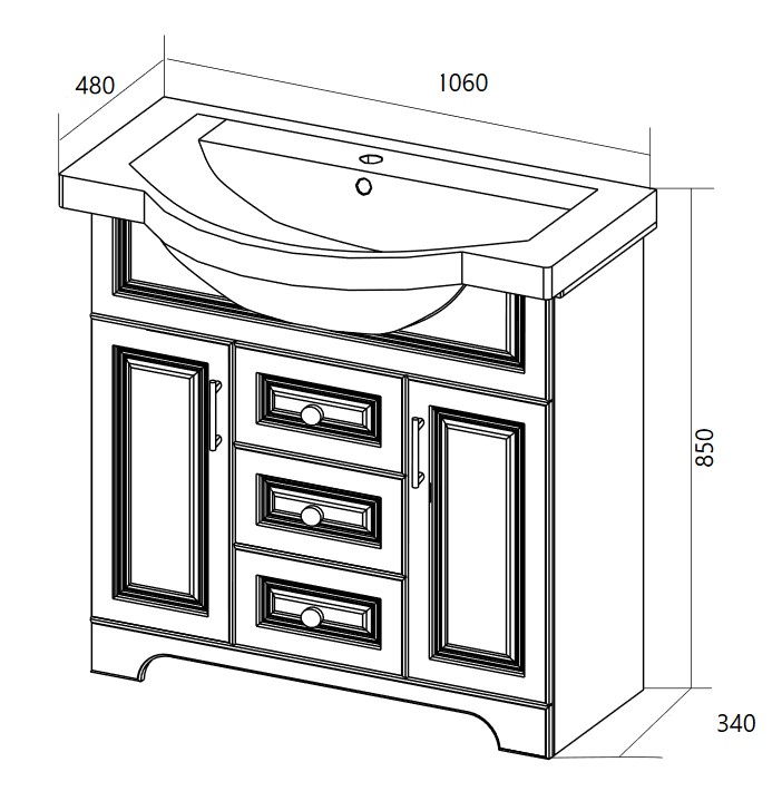 У94489 Тумба Прованс New 105Н 2в.я. 2д. Белый глянец 1 Marka Прованс - Вид №5