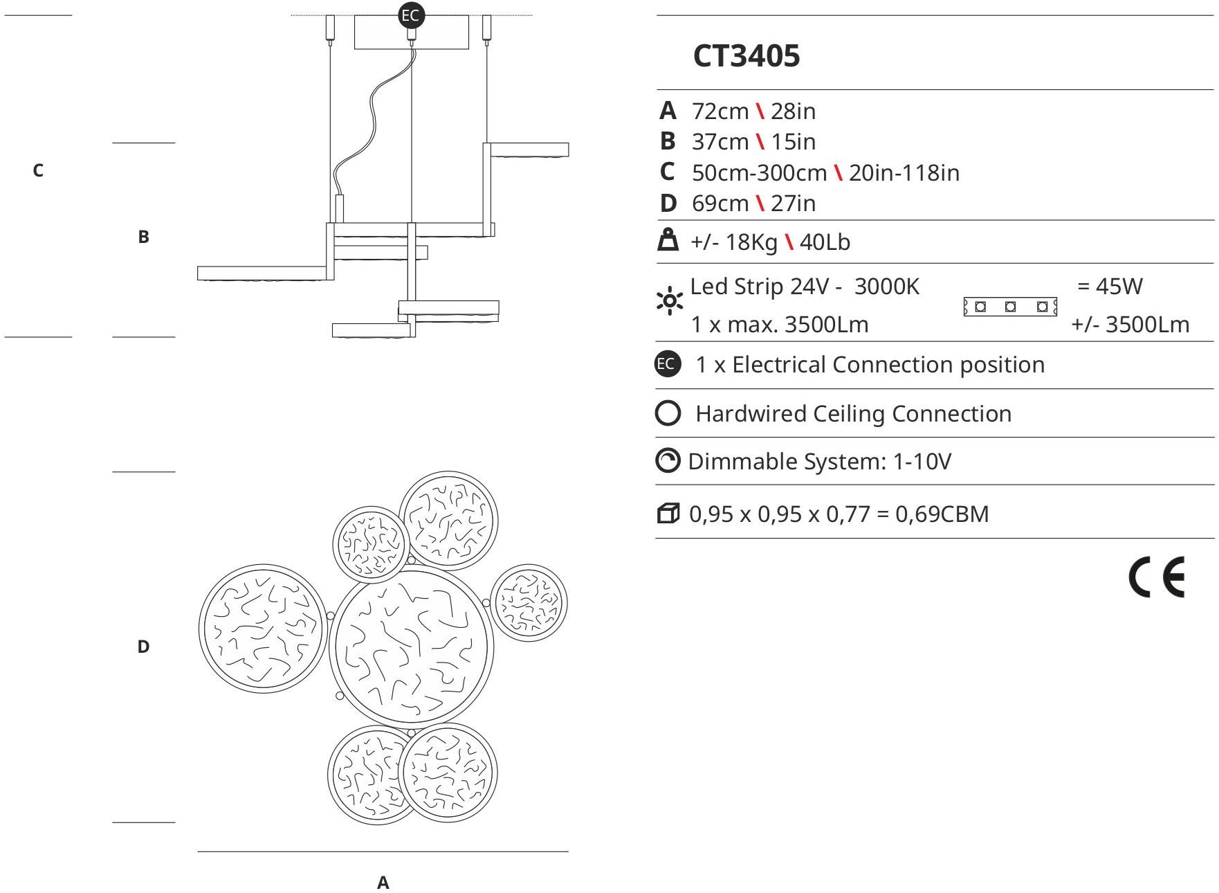 Serip Подвесной светильник из бронзы ручной работы Luna Ct3405 - Вид №2