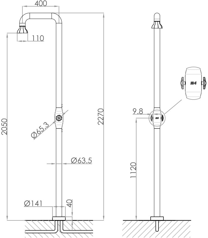 JEE-O Душевая стойка напольная из нержавеющей стали Bloom 600-6106 - Вид №1