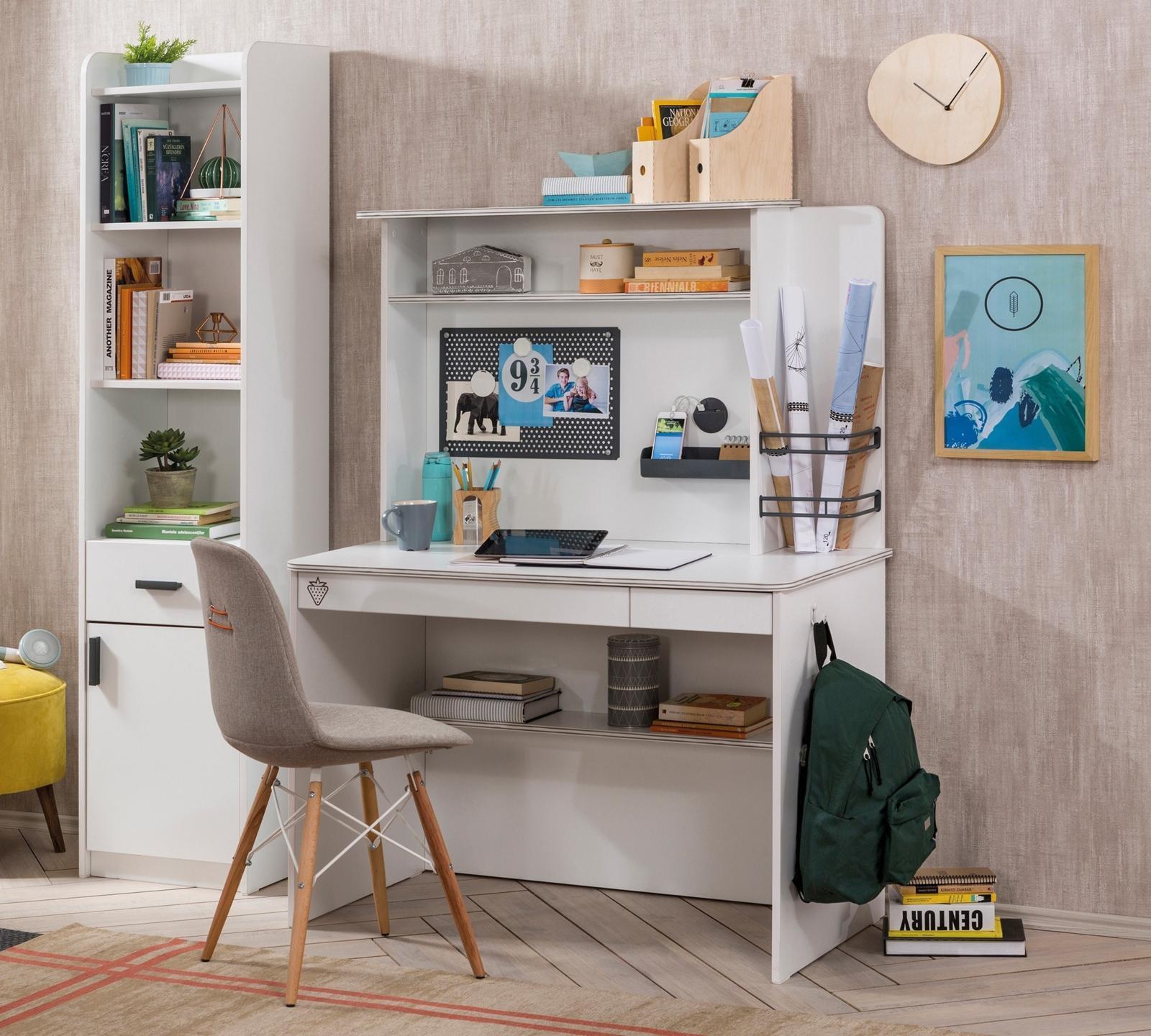 Письменный стол белый с ящиками и полкой 113 см White M CILEK WHITE 00-3832440 Белый Santreyd  - Вид №2