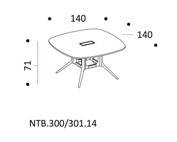 Регулируемый по высоте прямоугольный стол для совещаний с системой кабельной втулки ICF NoTable ARCH-00036629 - Вид №4