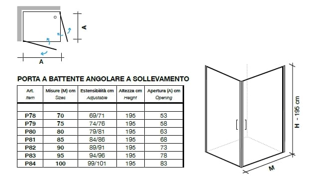 Угловая душевая кабина из хрусталя с распашной дверью Metidea платина ARCH-00151122 - Вид №2