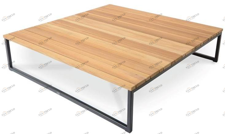 FISCHER MÖBEL Низкий квадратный журнальный столик из тика Flora 2866as