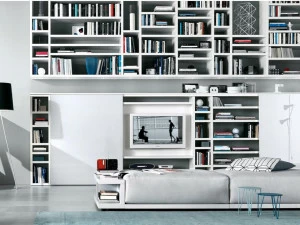 MisuraEmme Напольная полка с лакированной стенкой с раздвижными дверцами Misuraemme