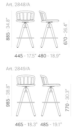 Высокий поворотный стул на Ясеневом окуне Pedrali Nym ARCH-00140266 - Вид №2