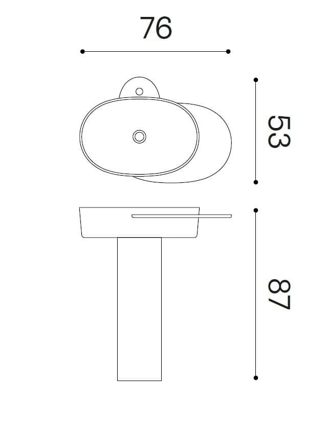 Овальный умывальник Livingtec® на колонне Ex.T плато ARCH-00073923 - Вид №3