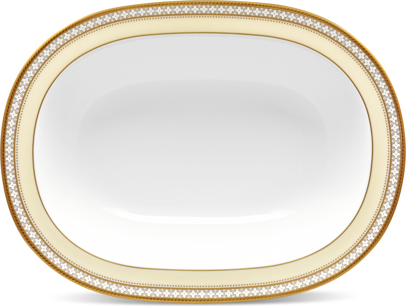 10640907 Noritake Салатник овальный Noritake Noritake "Трефолио,золотой кант" 26см Фарфор костяной 
