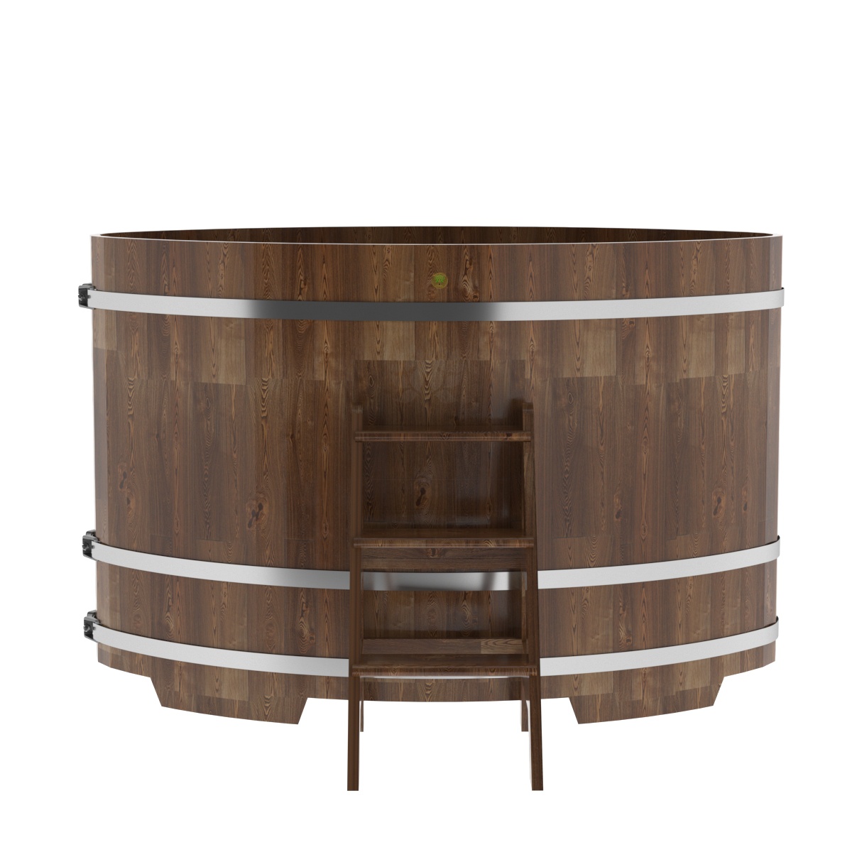 1551 Купель овальная из сращенных ламелей лиственницы 1,15х1,83х1,2 морёная Alyarus  - Вид №3