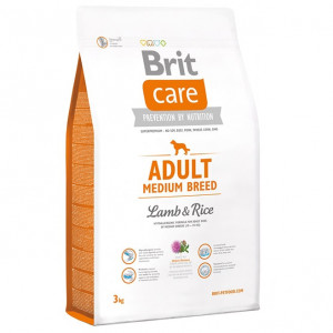 ПР0044756 Корм для собак Care Medium Breed для средних пород, ягненок с рисом сух. 3кг Brit