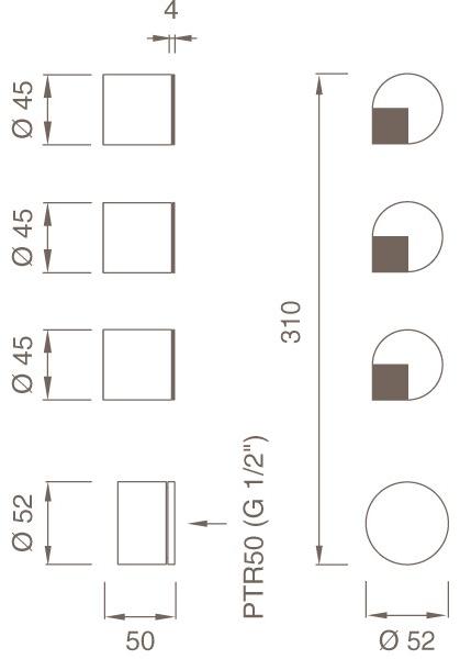 Ceadesign Душевая группа с термостатом и 3 кранами Duet Det 52 - Вид №1