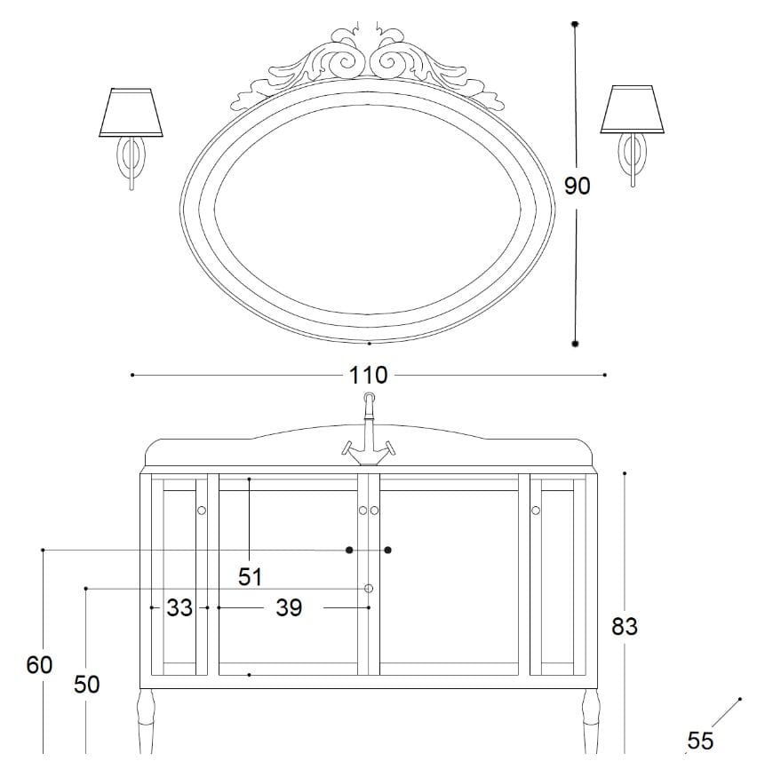 Напольный умывальник с дверцами Gaia Mobili Classic ARCH-00053387