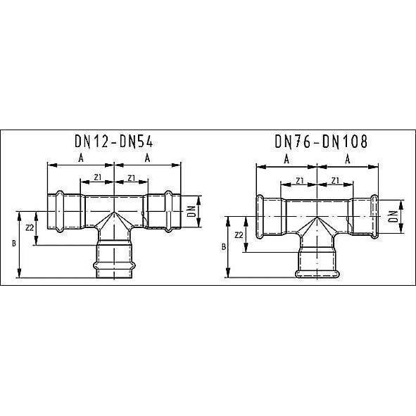 617130892289 SANHA 17130 пр.-фит. газ, нерж.сталь, тройник ВПр 88,9x22x88,9 мм  - Вид №1