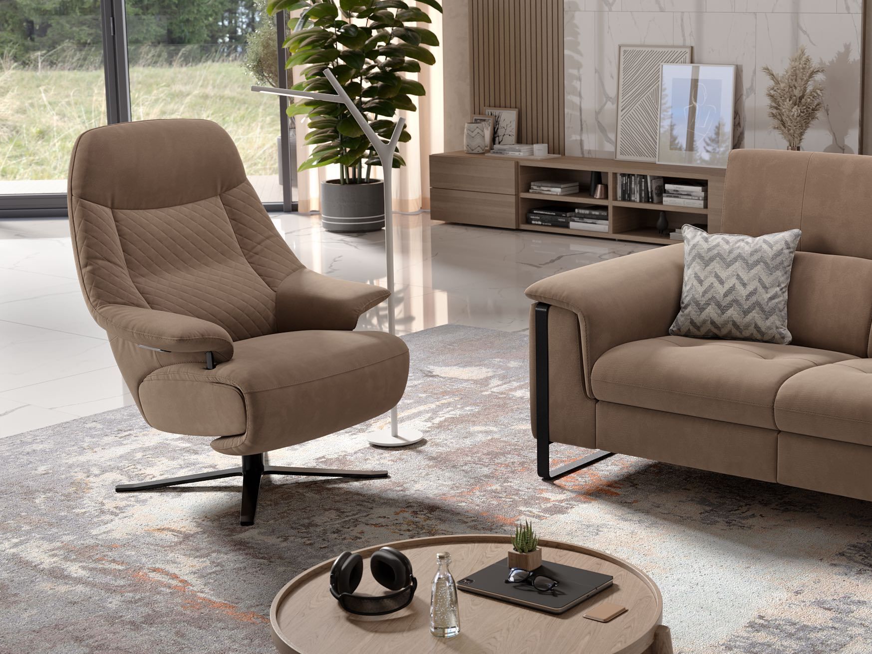 Тканевое вращающееся кресло с подлокотниками Sofanella Гренада ARCH-00016260 - Вид №2