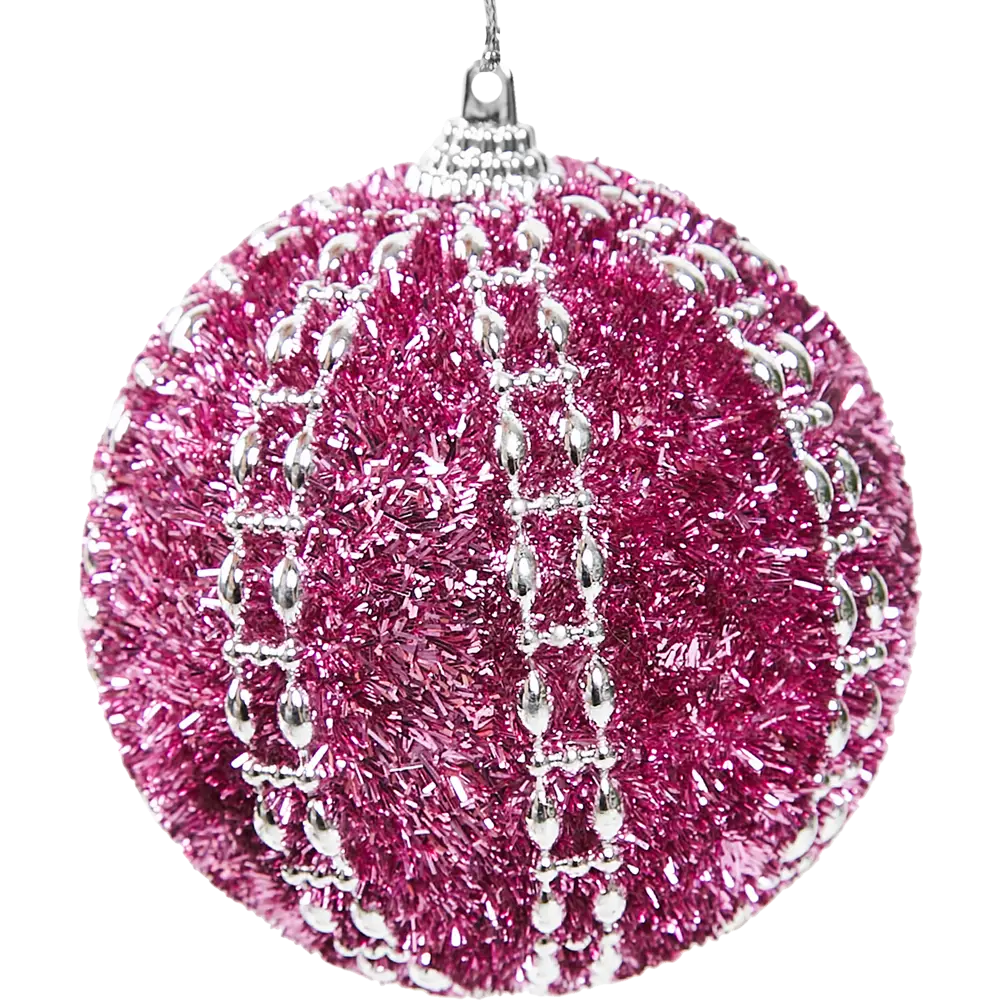Елочный шар KREAFORTA с блестками ø8 см фуксия 89420660 STLM-1581014 - Вид №1