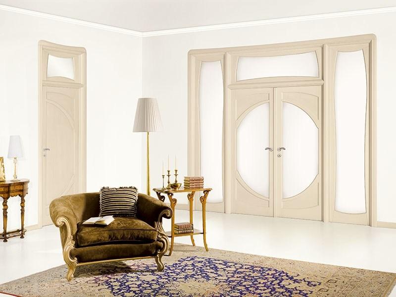 LEGNOFORM Дверь из лакированного массива дерева с фрамугой и светлыми сторонами Liberty sun-id-1425290 - Вид №1