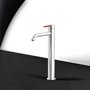 Смеситель для раковины сталь глянцевая с красной ручкой Toki Radomonte TKI3LCIL15