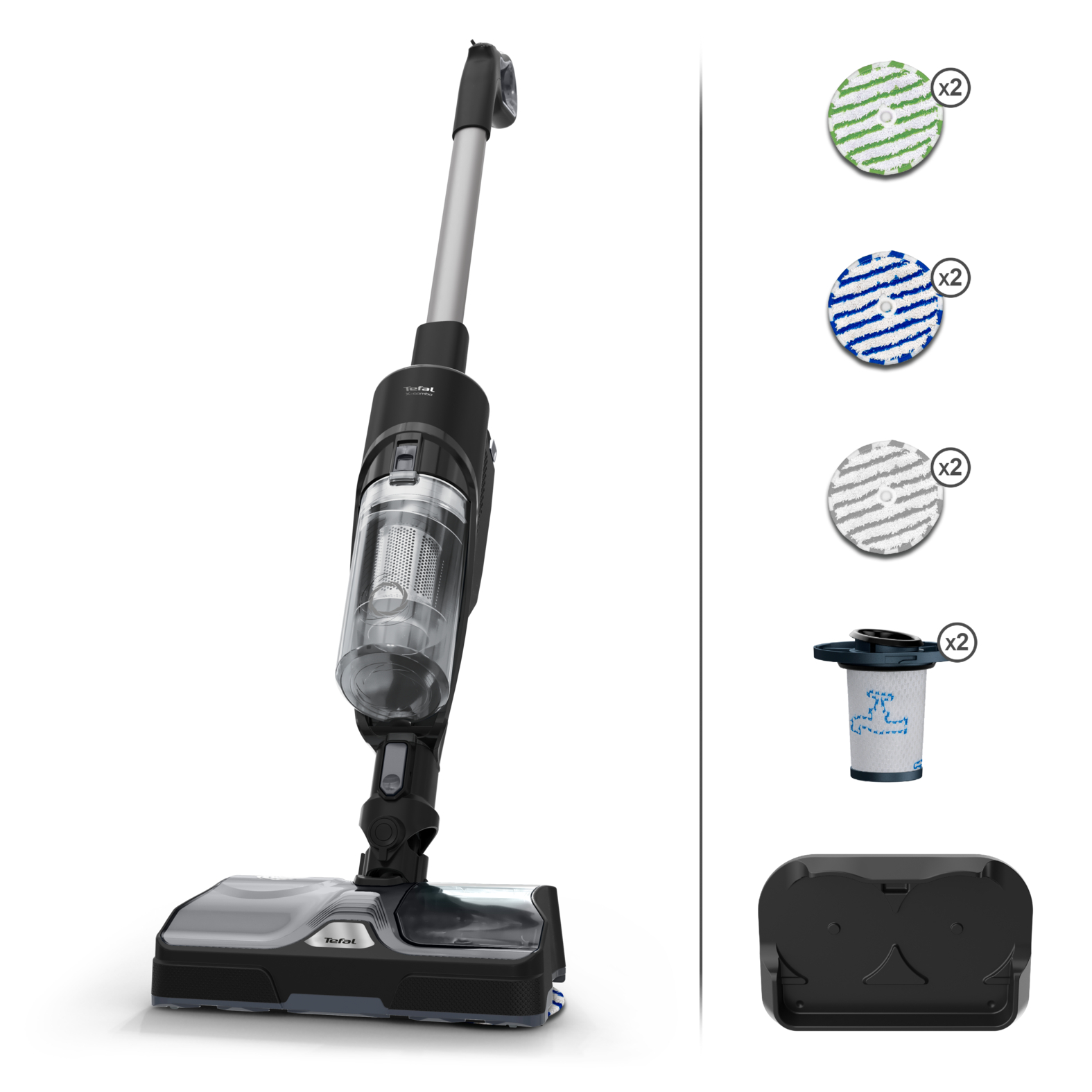 5492599 Пылесос  вертикальный  Tefal X-Combo GF3039WO  черный STDN-0126066 - Вид №1