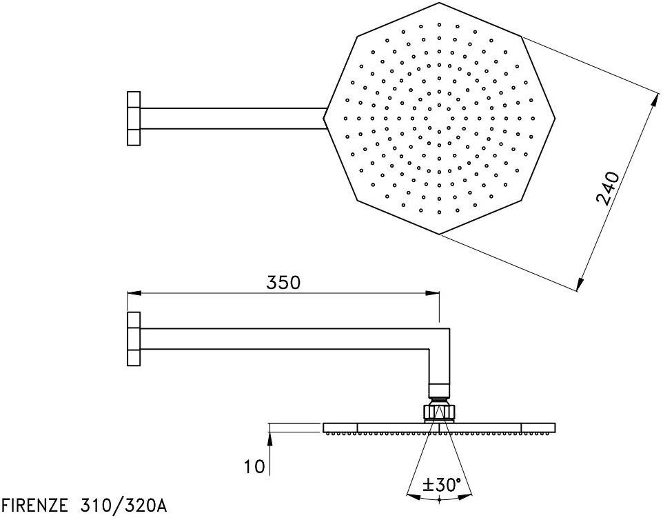 RUBINETTERIE STELLA Настенная лейка душа с держателем Firenze 310/320a - Вид №3