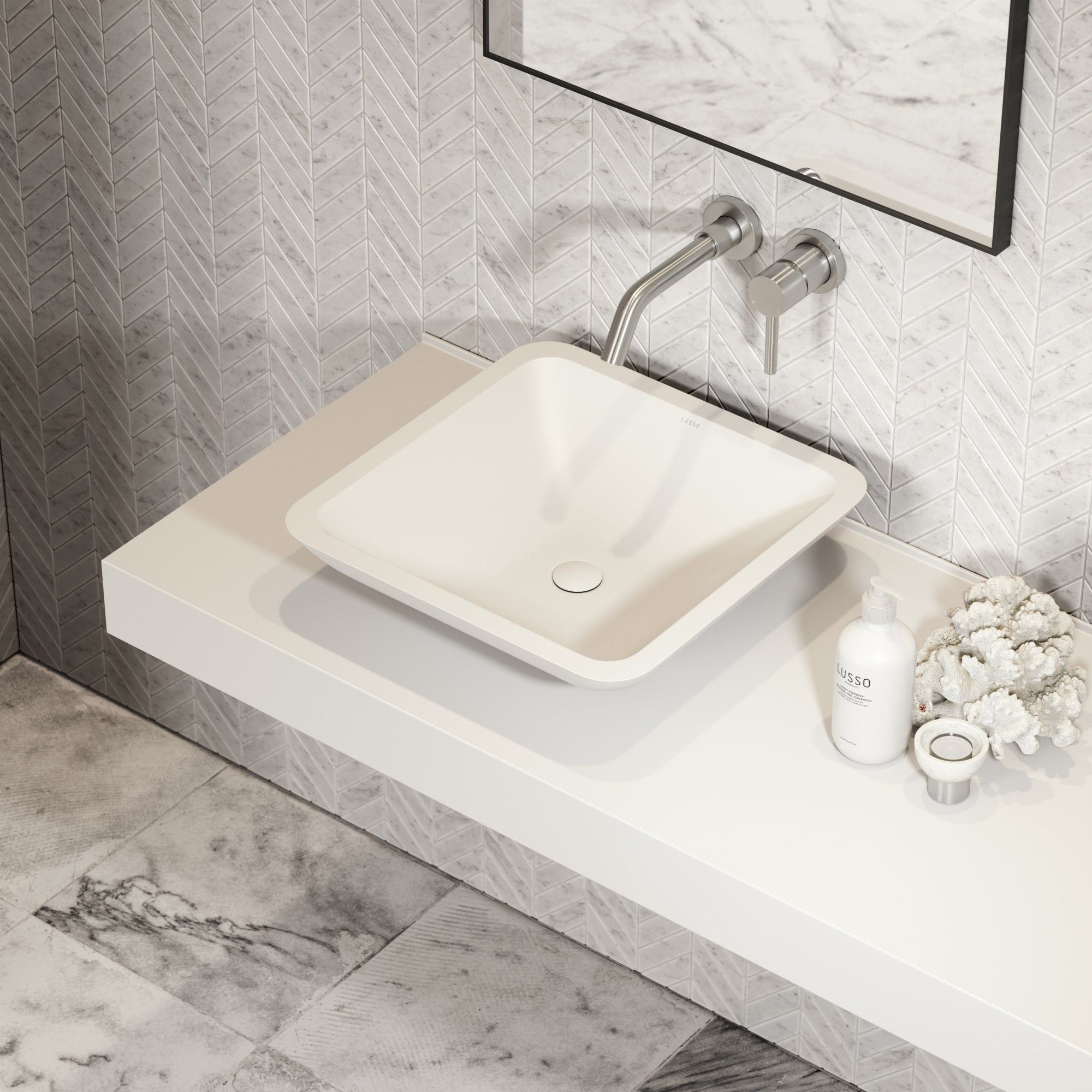 Умывальник с одной квадратной столешницей из смолы LUSSO квадратный ARCH-00137652 - Вид №5