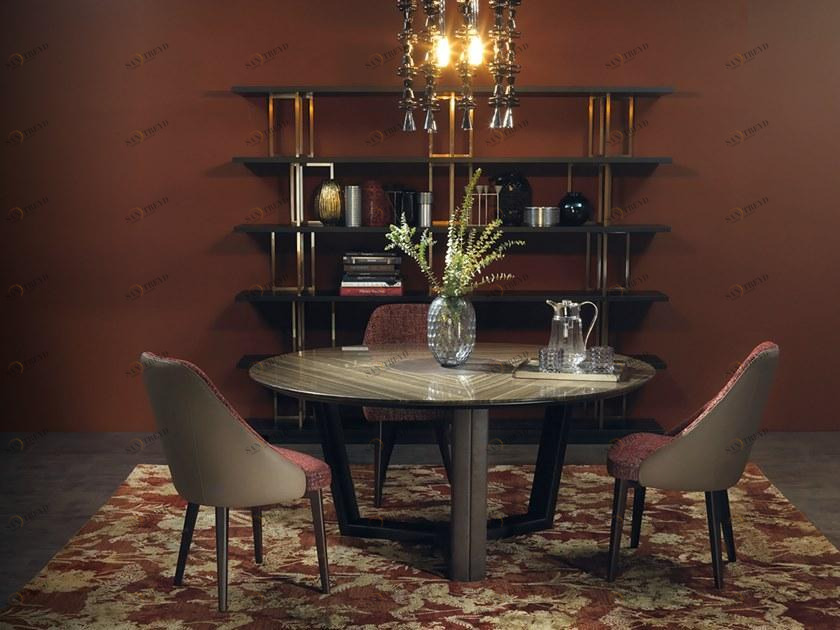 Borzalino Круглый мраморный стол с ленивой сьюзан sun-id-1447946