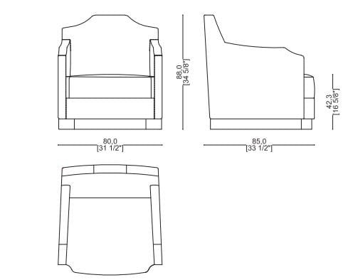 Тканевое кресло с подлокотниками Sicis Борджиа ARCH-00008680