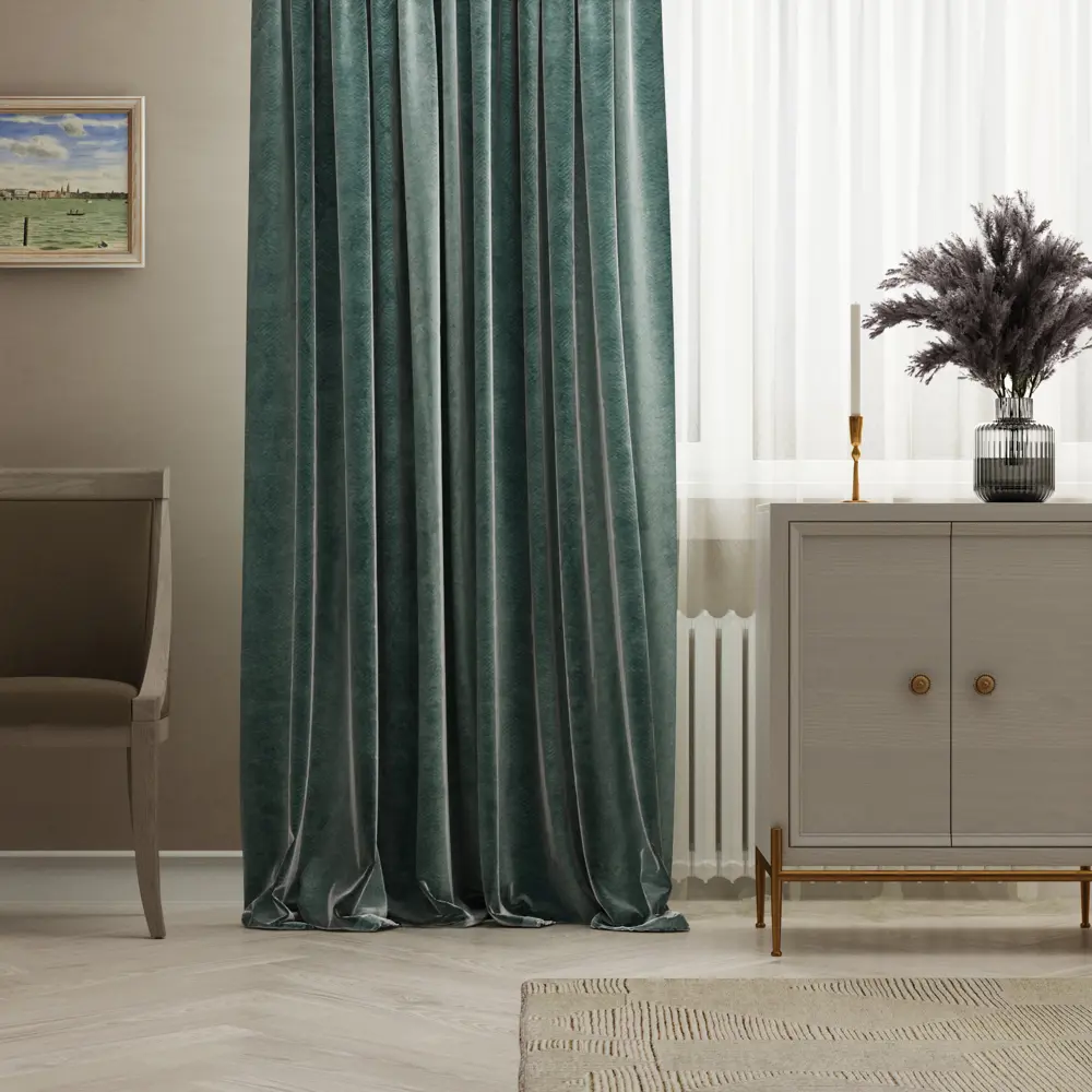 Штора на ленте Inspire Agnia 160х280 см цвет зеленый 86255232 STLM-2068009 