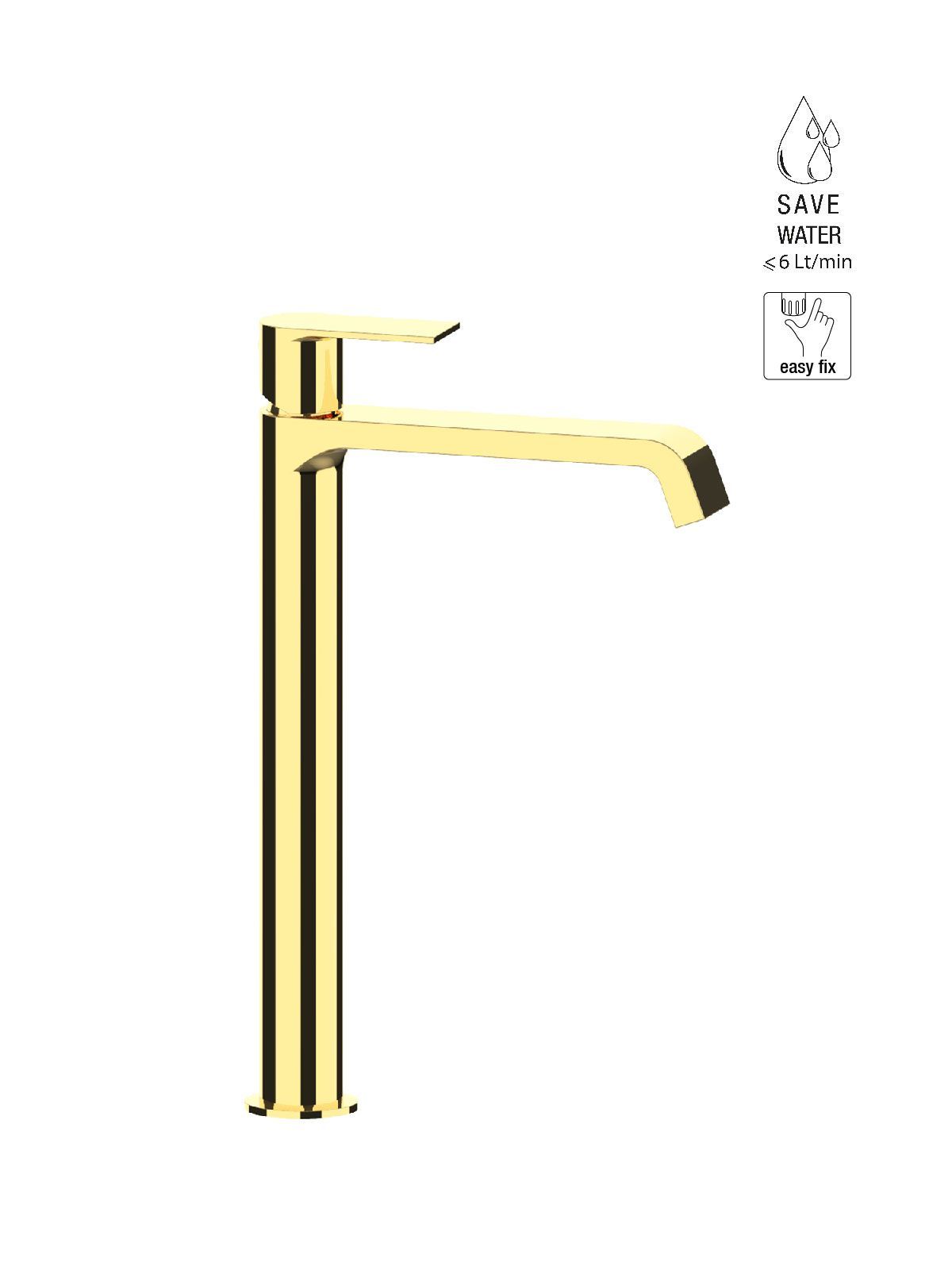 Высокий однорычажный смеситель для раковины с ограничителем расхода Rubinetterie Frattini Птолемей ARCH-00017724 - Вид №2