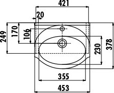 ET045-00CB00E-0000 Раковина ET045 мебельная (45 см) Creavit  - Вид №1